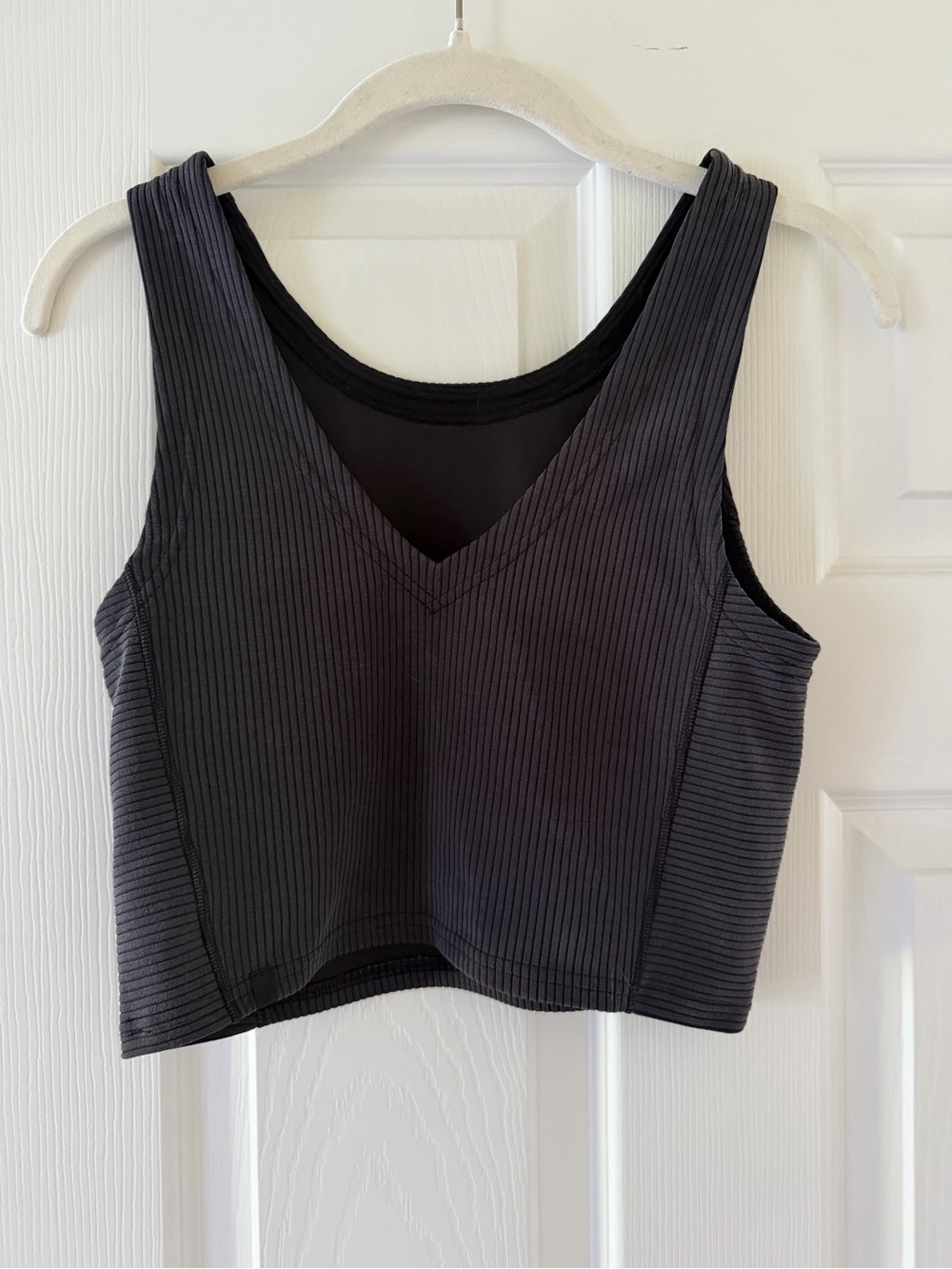 Ribbed V-Neck Crop Tank Top